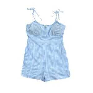 Derek Heart Blue & White Striped Romper with Pockets-XL